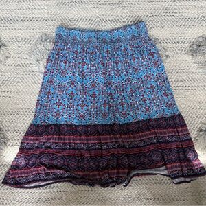 St. John's Bay Floral Blue and Red Midi Skirt